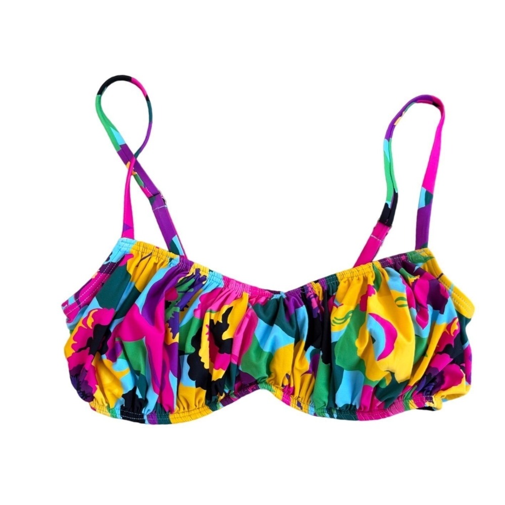 Kate Spade Multi Color Abstract Floral Underwire Bikini Top Size Extra Small NEW